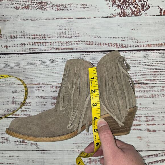 DINGO JuJu Short Zipper Booties 7M Western Fringe Suede Leather Boots Cowgirl - Picture 8 of 9